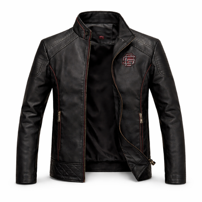 Chaqueta de Piel Ajustada para Hombre - Raven