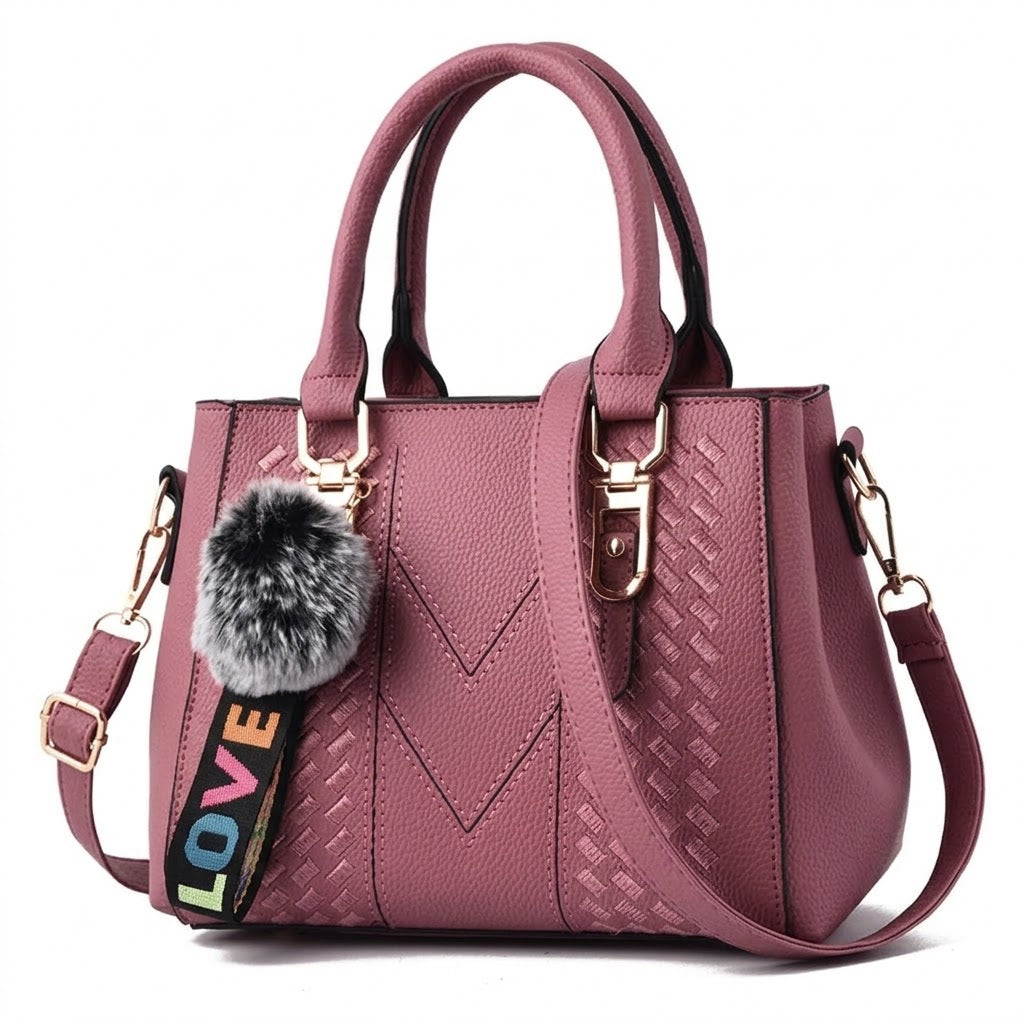Bolso de Asa Superior de Piel para Mujer - Cherry