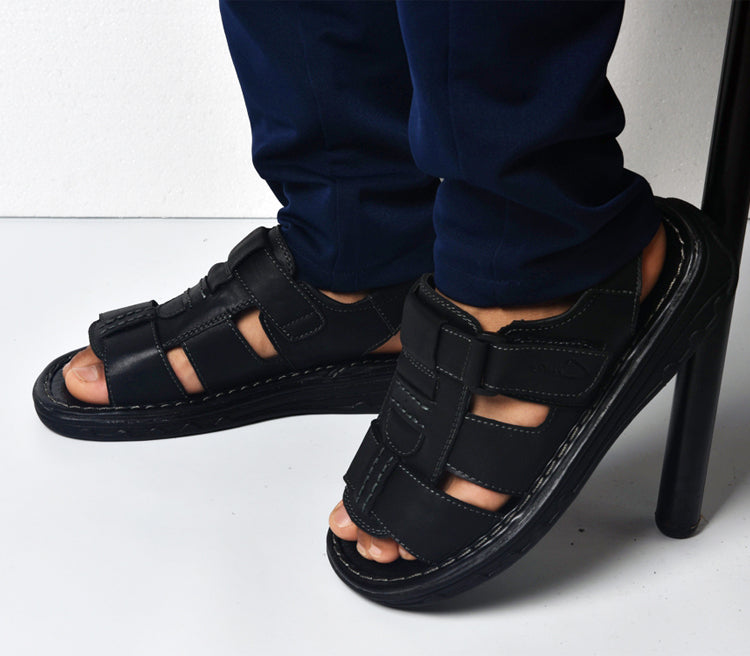 Sandália Masculina de Couro Genuíno - Leather Slip