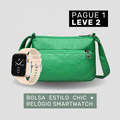 Bolsa de Couro Legítimo Feminina Transversal - Estilo Chic + Smartwatch (brinde grátis)