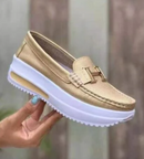 Mocassim Feminino de Couro Legítimo com Salto - ComfortBeauty