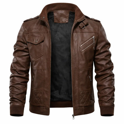 Chaqueta de Piel Bomber para Hombre con Capucha Desmontable – Elegancia en Piel