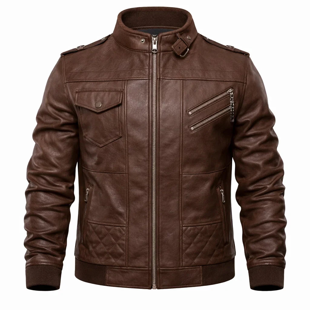 Chaqueta de Piel Bomber para Hombre con Capucha Desmontable – Elegancia en Piel