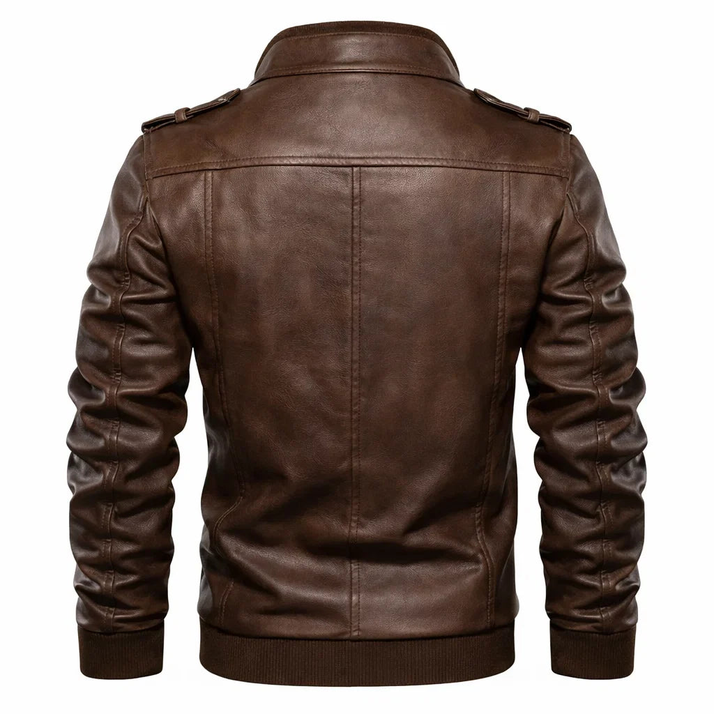 Chaqueta de Piel Bomber para Hombre con Capucha Desmontable – Elegancia en Piel