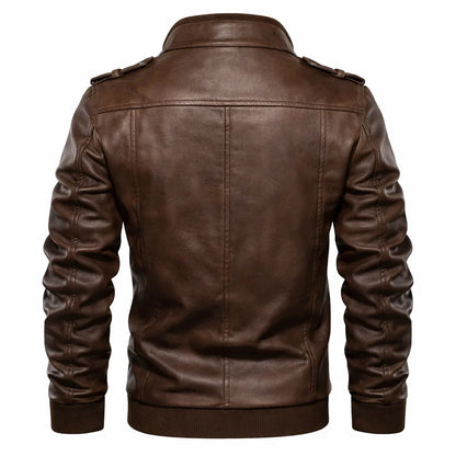 Chaqueta de Piel Bomber para Hombre con Capucha Desmontable – Elegancia en Piel