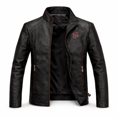 Chaqueta de Piel Ajustada para Hombre - Raven
