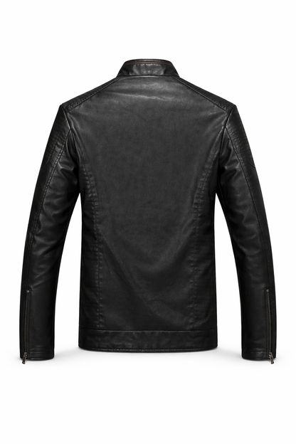 Chaqueta de Piel Ajustada para Hombre - Raven