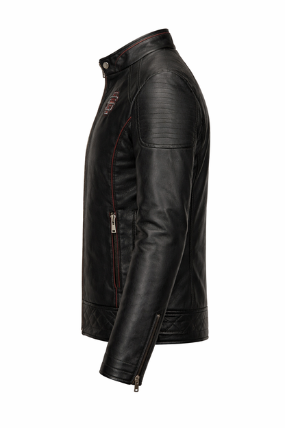 Chaqueta de Piel Ajustada para Hombre - Raven