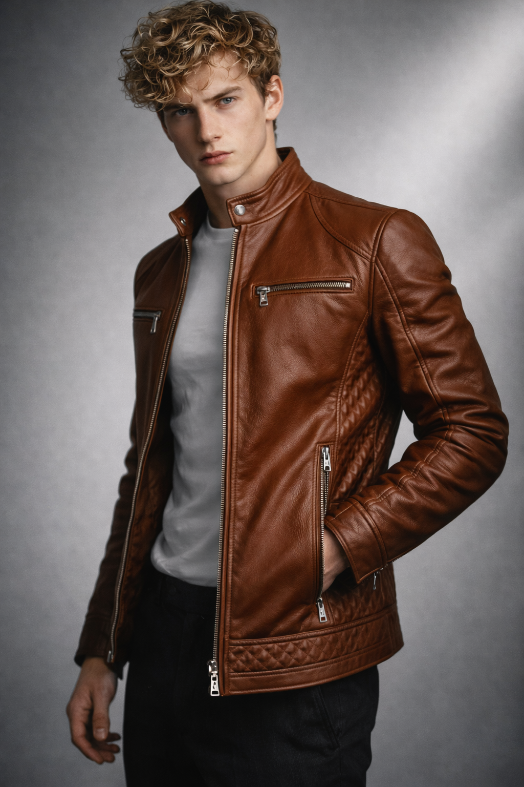 Chaqueta de Piel Ajustada para Hombre - Rider