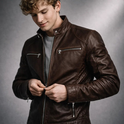 Chaqueta de Piel Ajustada para Hombre - Toppest