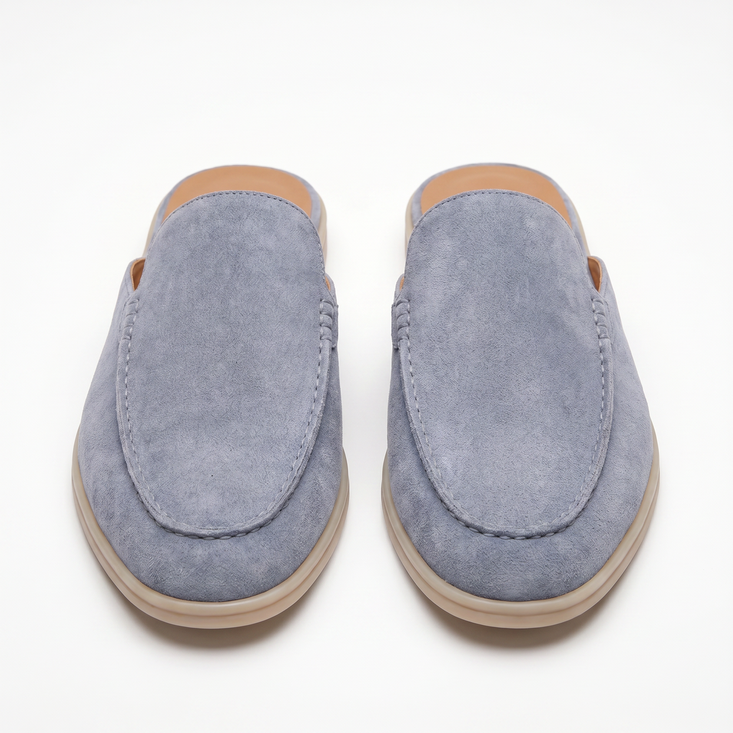 Mules de Piel con Ante Azul Claro para Hombre - Riviera Style