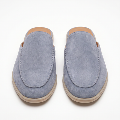 Mules de Piel con Ante Azul Claro para Hombre - Riviera Style