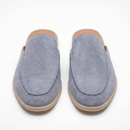 Mules de Piel con Ante Azul Claro para Hombre - Riviera Style