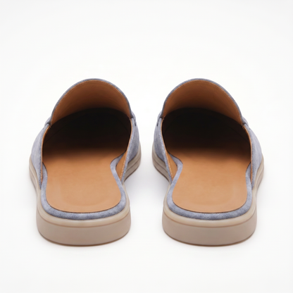 Mules de Piel con Ante Azul Claro para Hombre - Riviera Style