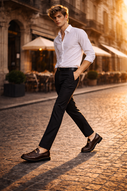 Mocasines de Piel con Plataforma para Hombre - Active Comfort