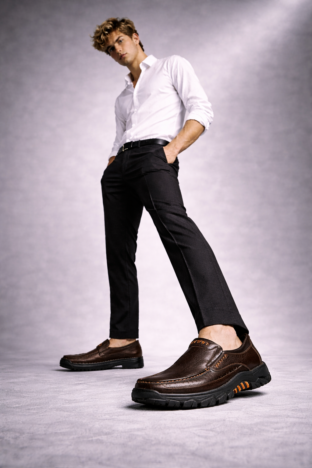 Mocasines de Piel con Plataforma para Hombre - Active Comfort