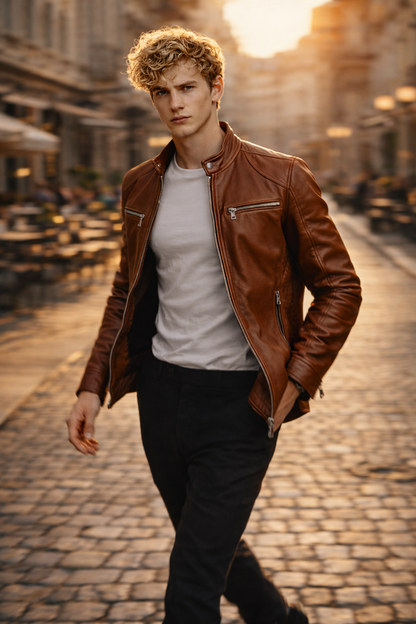Chaqueta de Piel Ajustada para Hombre - Rider