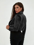 Jaqueta Cropped Feminina de Couro Legítimo - Julieta