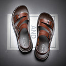 Sandália Masculina de Couro Legítimo - Leather Top + Relógio de Couro (brinde grátis)