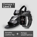 Sandália Masculina de Couro Legítimo - Leather Top + Smartwatch (brinde grátis)