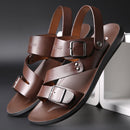 Sandália Masculina de Couro Legítimo - Leather Top + Relógio de Couro (brinde grátis)