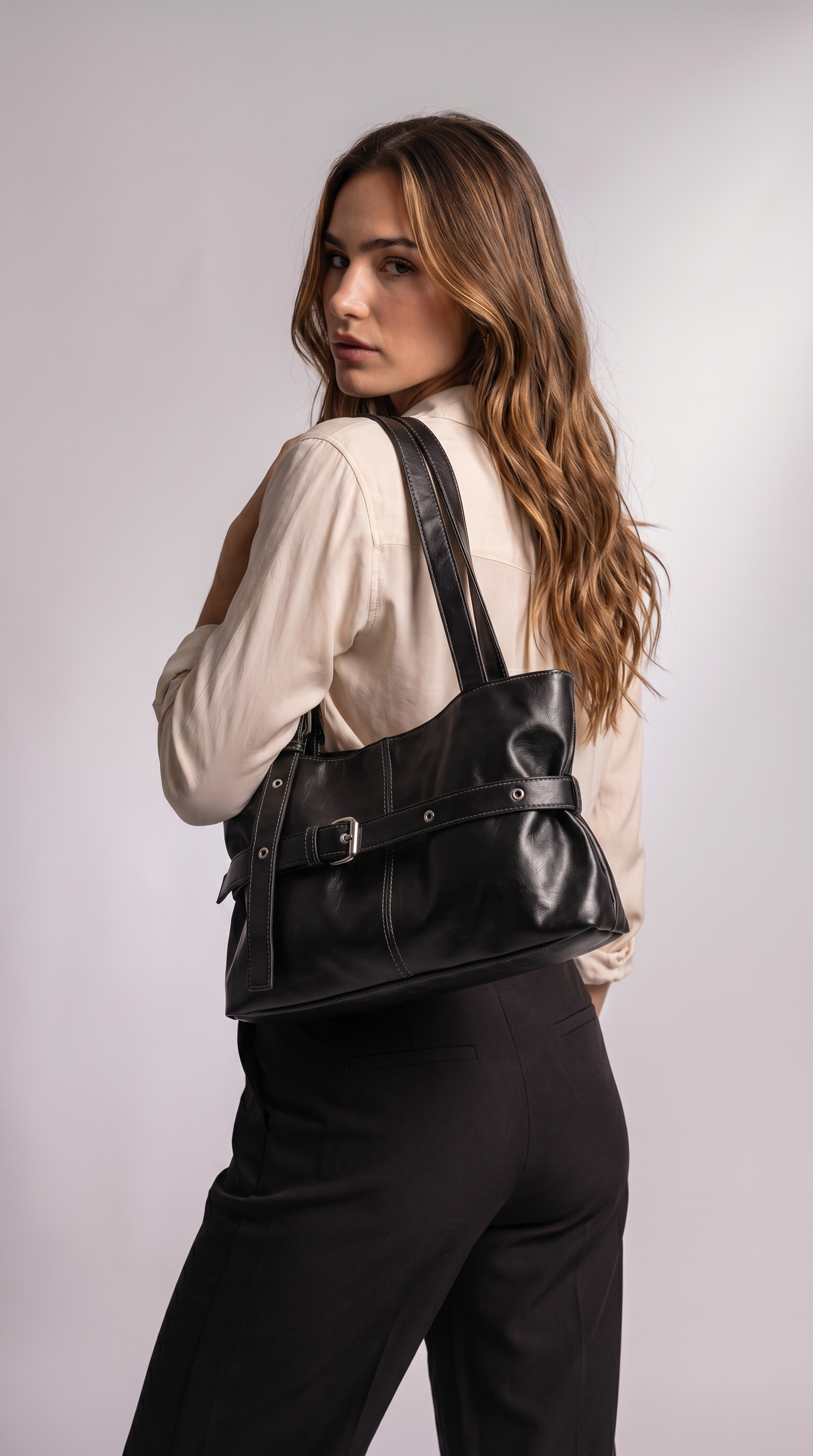 Bolso de Hombro de Piel para Mujer - Omega