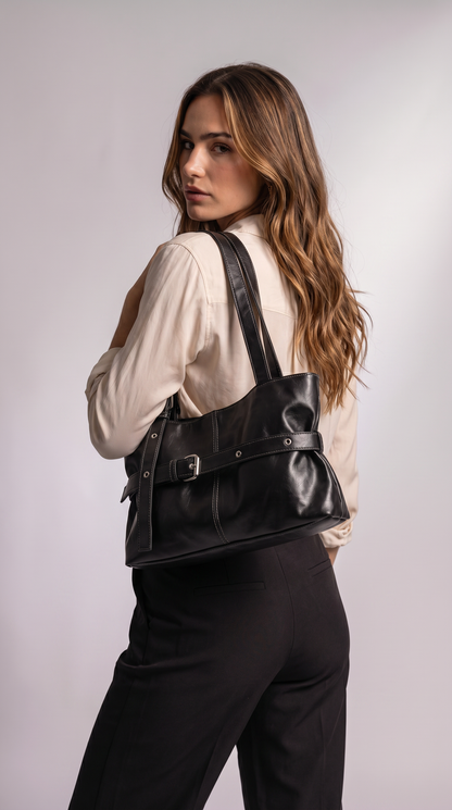 Bolso de Hombro de Piel para Mujer - Omega