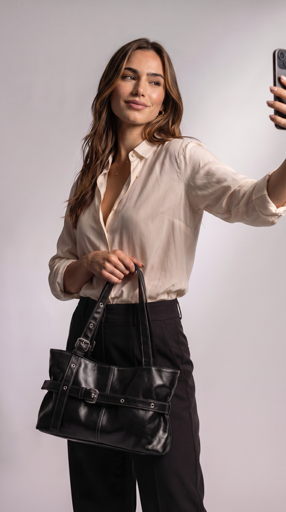 Bolso de Hombro de Piel para Mujer - Omega