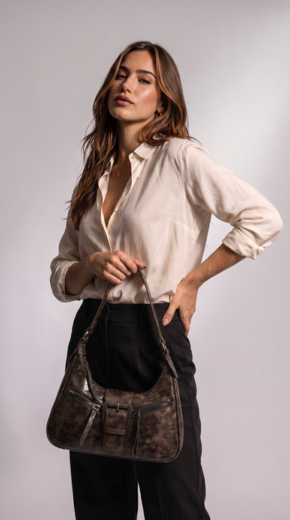 Bolso Hobo de Piel para Mujer - Vintage