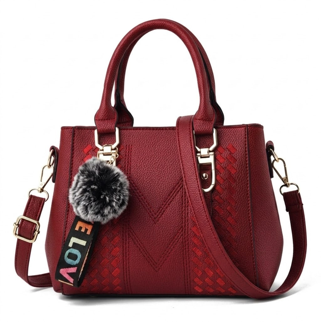 Bolso de Asa Superior de Piel para Mujer - Cherry