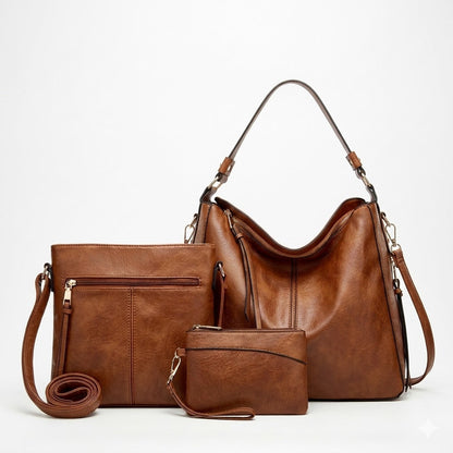 Bolso Hobo de Piel para Mujer - Twins (3 en 1)