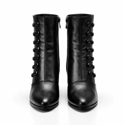 Botines de Piel Victorianos con Botones para Mujer - Zip Fashion