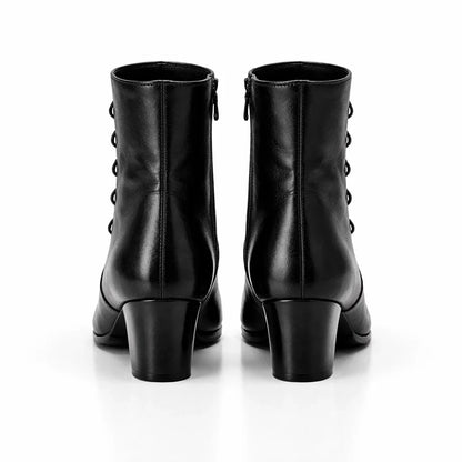 Botines de Piel Victorianos con Botones para Mujer - Zip Fashion