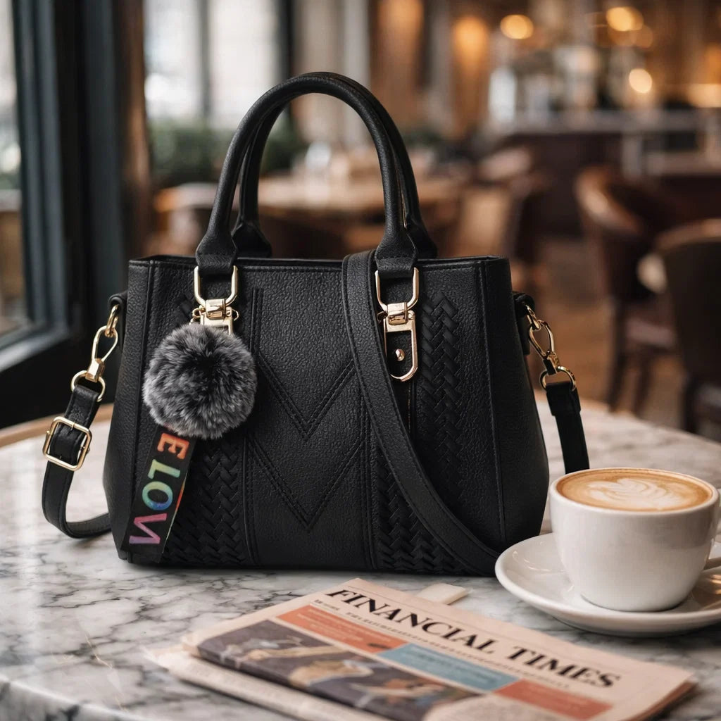 Bolso de Asa Superior de Piel para Mujer - Cherry