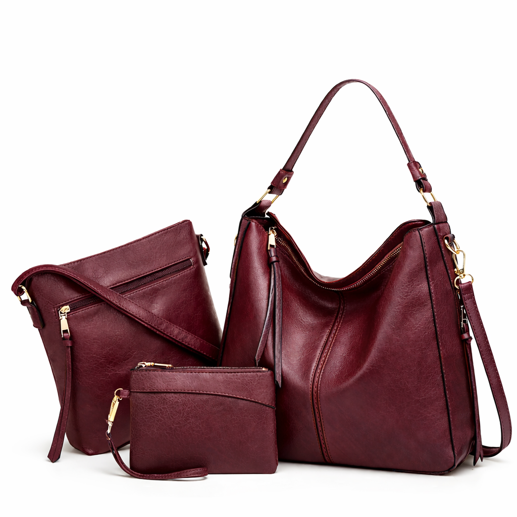 Bolso Hobo de Piel para Mujer - Twins (3 en 1)