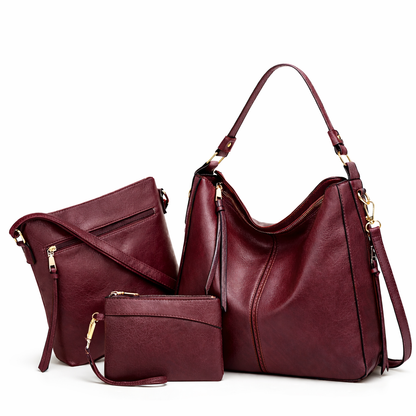 Bolso Hobo de Piel para Mujer - Twins (3 en 1)