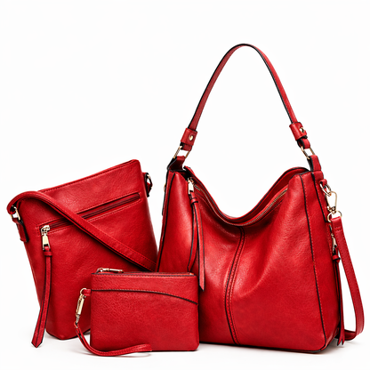 Bolso Hobo de Piel para Mujer - Twins (3 en 1)