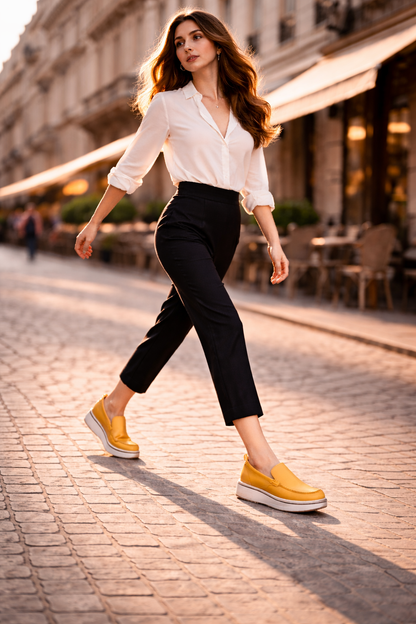 Mocasines de Piel con Plataforma para Mujer - Maria