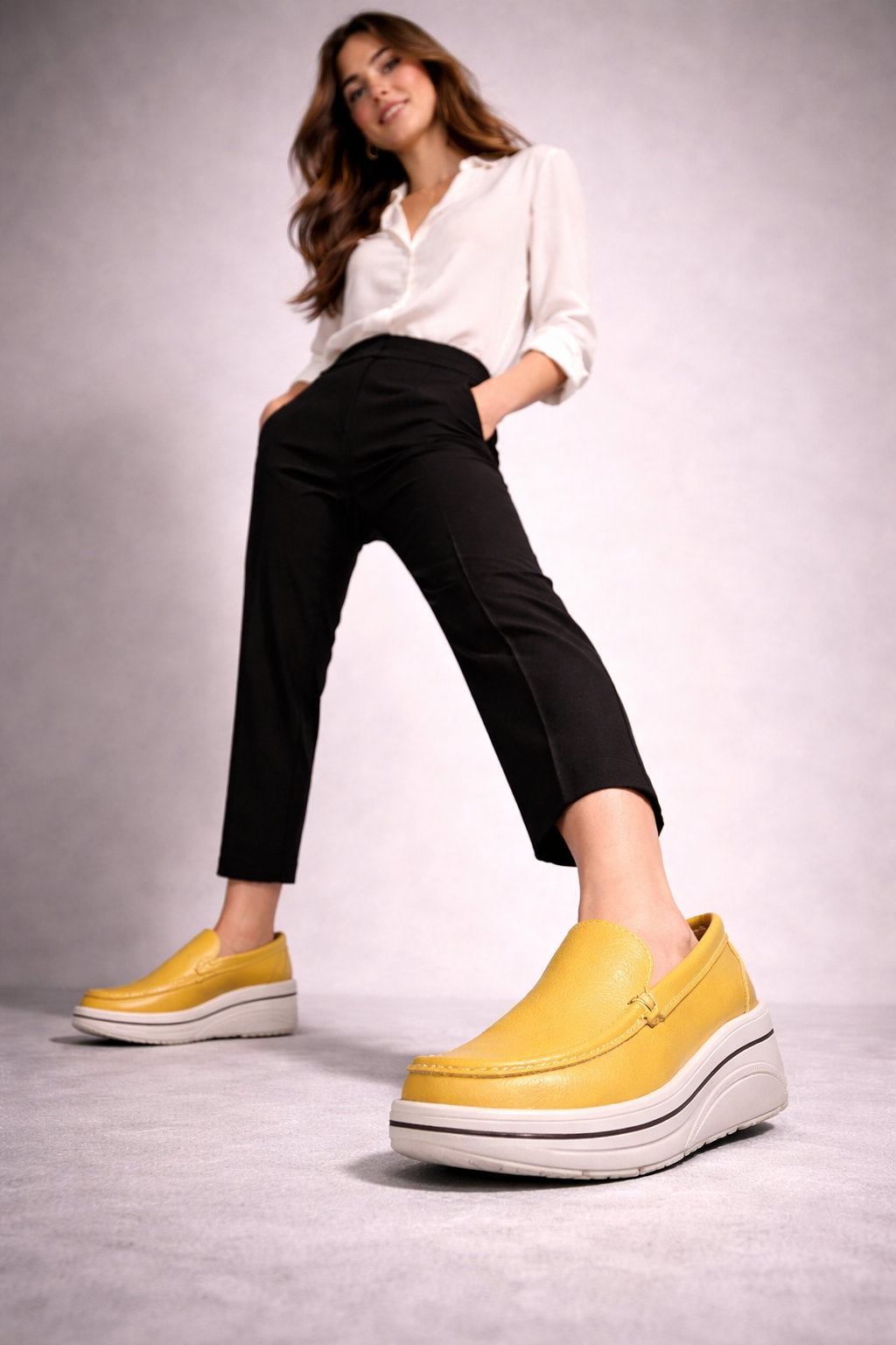 Mocasines de Piel con Plataforma para Mujer - Maria