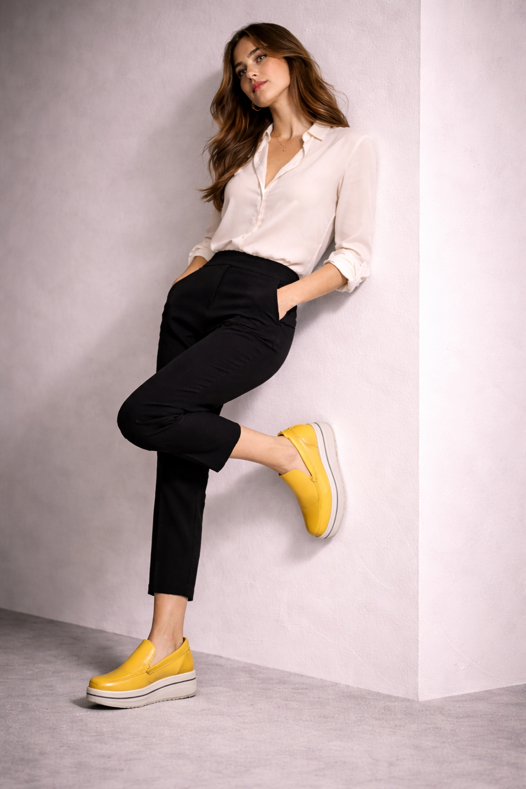 Mocasines de Piel con Plataforma para Mujer - Maria
