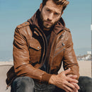 Jaqueta de Couro Masculina Com Capuz Removível - Leather Elegance