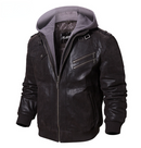 Jaqueta de Couro Masculina Com Capuz Removível - Leather Elegance