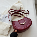 Bolsa De Couro Legítimo Feminina Com Design Semicircular - Aura Feminina