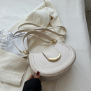 Bolsa De Couro Legítimo Feminina Com Design Semicircular - Aura Feminina