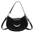 Bolsa De Couro Legítimo Feminina Com Design Semicircular - Aura Feminina