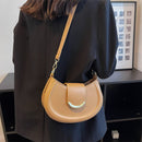 Bolsa De Couro Legítimo Feminina Com Design Semicircular - Aura Feminina