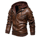 Jaqueta de Couro Masculina Com Capuz Removível - Leather Elegance