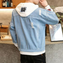 Jaqueta Jeans Oversized com Capuz Moletom - Denim Street Wear