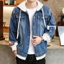 Jaqueta Jeans Oversized com Capuz Moletom - Denim Street Wear